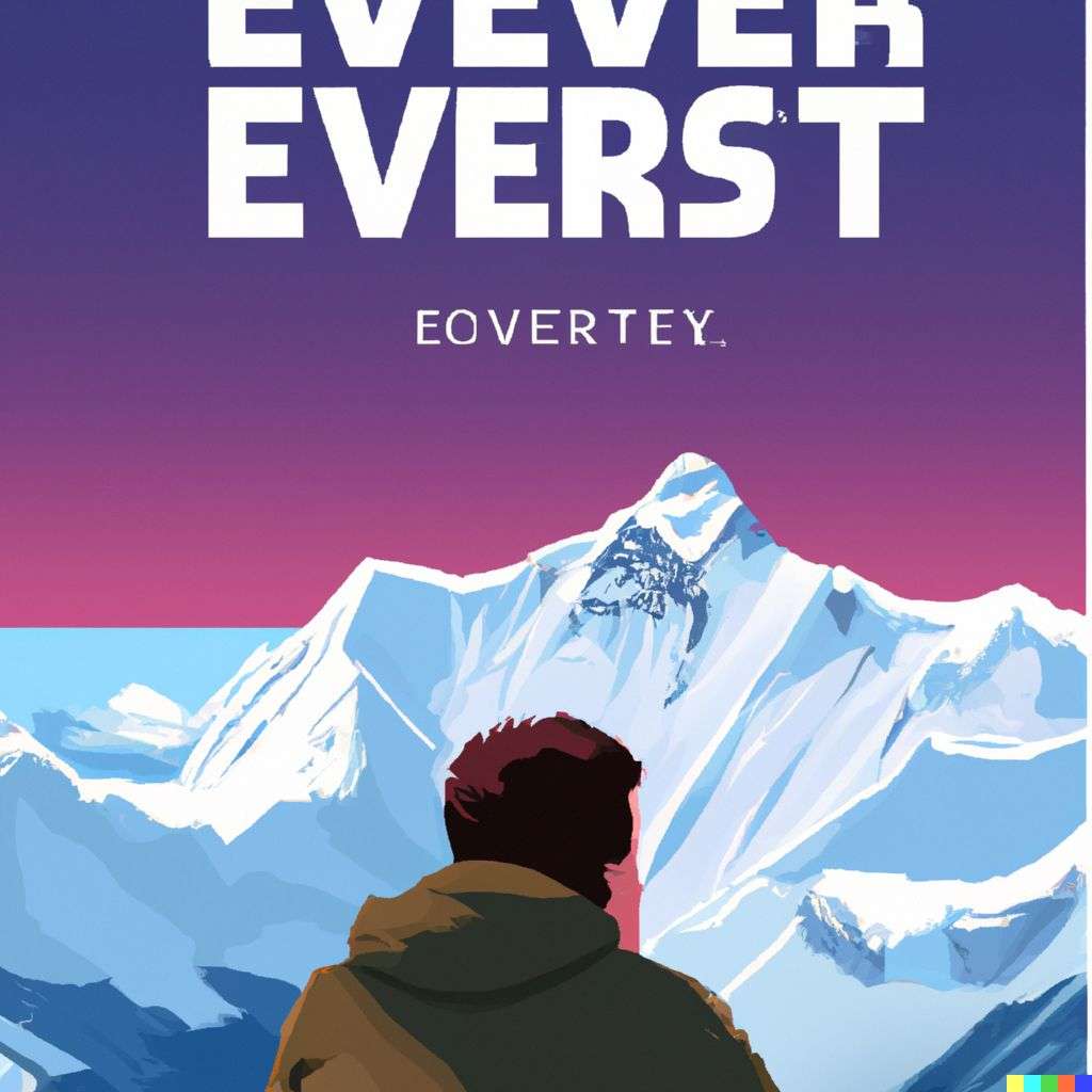 someone gazing at Mount Everest, travel poster